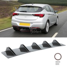 For Vauxhall Opel Astra Carbon Fiber Look Rear Bumper Spoiler Diffuser 10 Fins