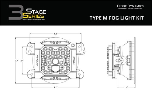 SS3 LED Fog Light Kit Fits 06-09 PT Cruiser Yellow Fog Pro Type M Bracket Kit - Picture 9 of 12