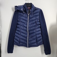 Tommy Hilfiger Size Small Packable Lightweight Premium Down Coat Blue Women Hood