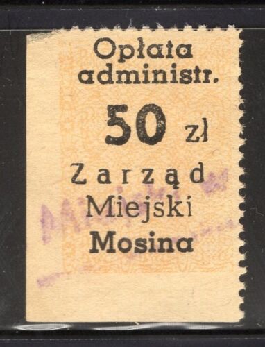 POLAND Mosina 1940s Municipal Revenue Stamp. Fiscal