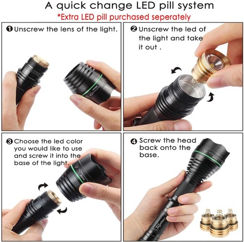 UniqueFire UF-1508 Infrared 850nm 940nm LED Long Range Zoom Hunting Flashlight - Picture 26 of 39