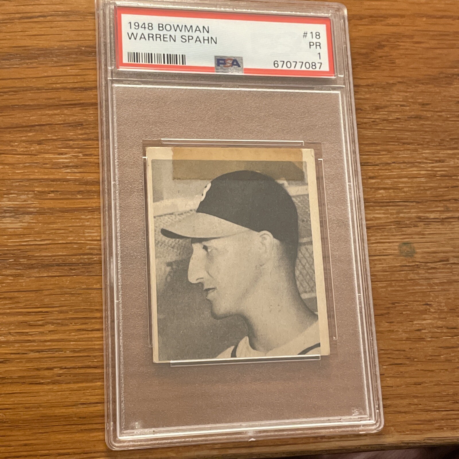 Warren Spahn 1948 Bowman #18 HOF Braves RC Rookie Graded PSA 1 Semi Sharp RARE