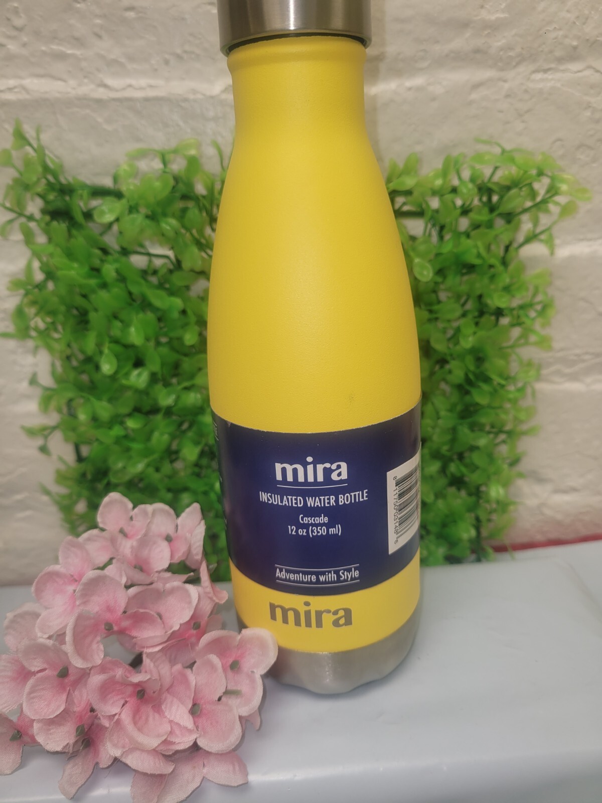 Mira Insulated Water Bottle Cascade Yellow 12 oz (350ml) Stainless Steel w/ Cap