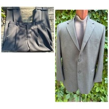 Pronto Uomo Grey 100 Wool Suit Pants 39S Pleat Front Cuffed Jacket 42S