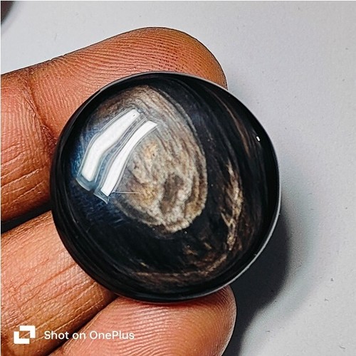 Piedra preciosa suelta cabujón obsidiana de cobre natural 37 quilates ME-10983 - Imagen 4 de 4