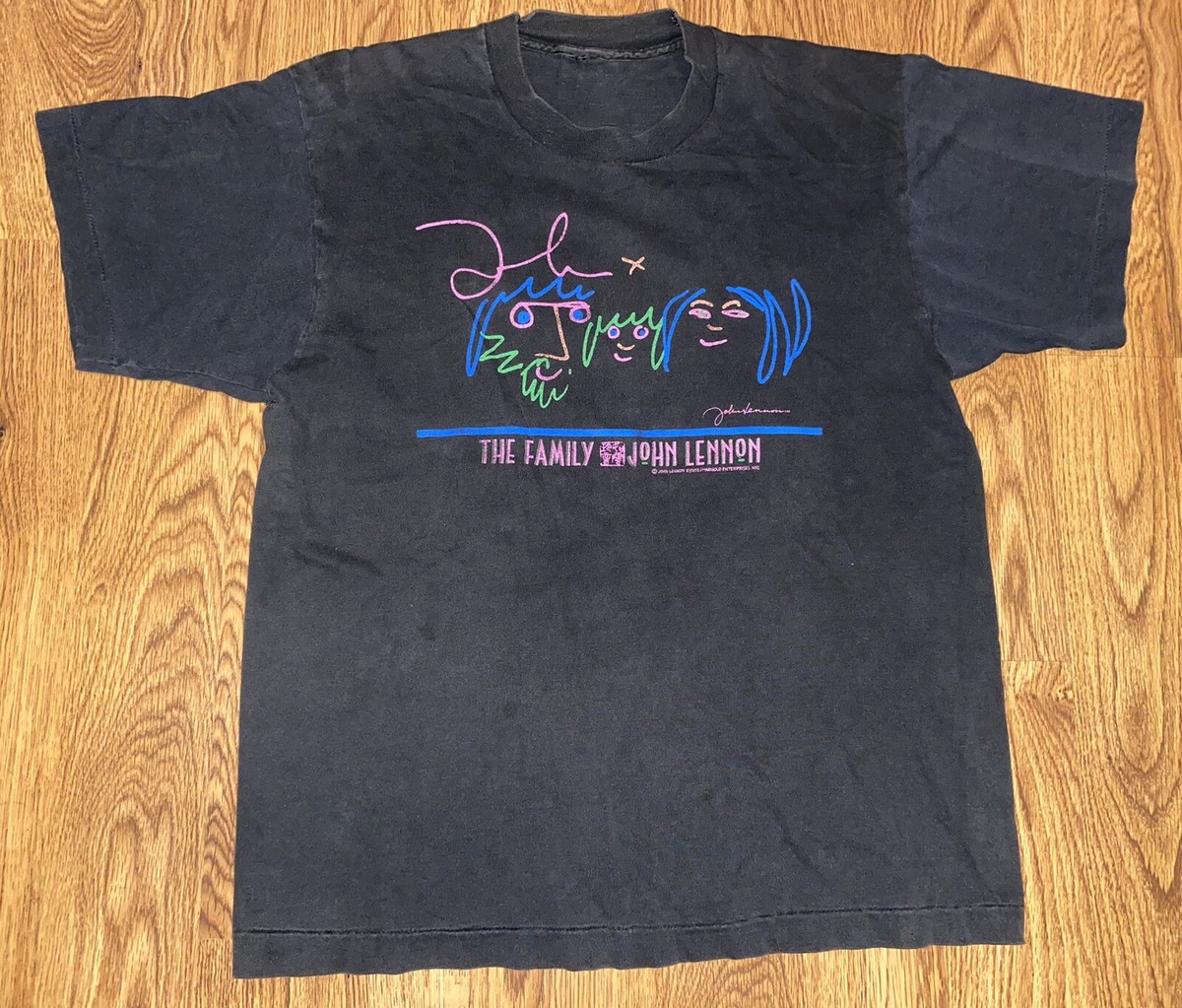 VTG John Lennon The Family Yoko Picasso Art Estate Faded Black T
