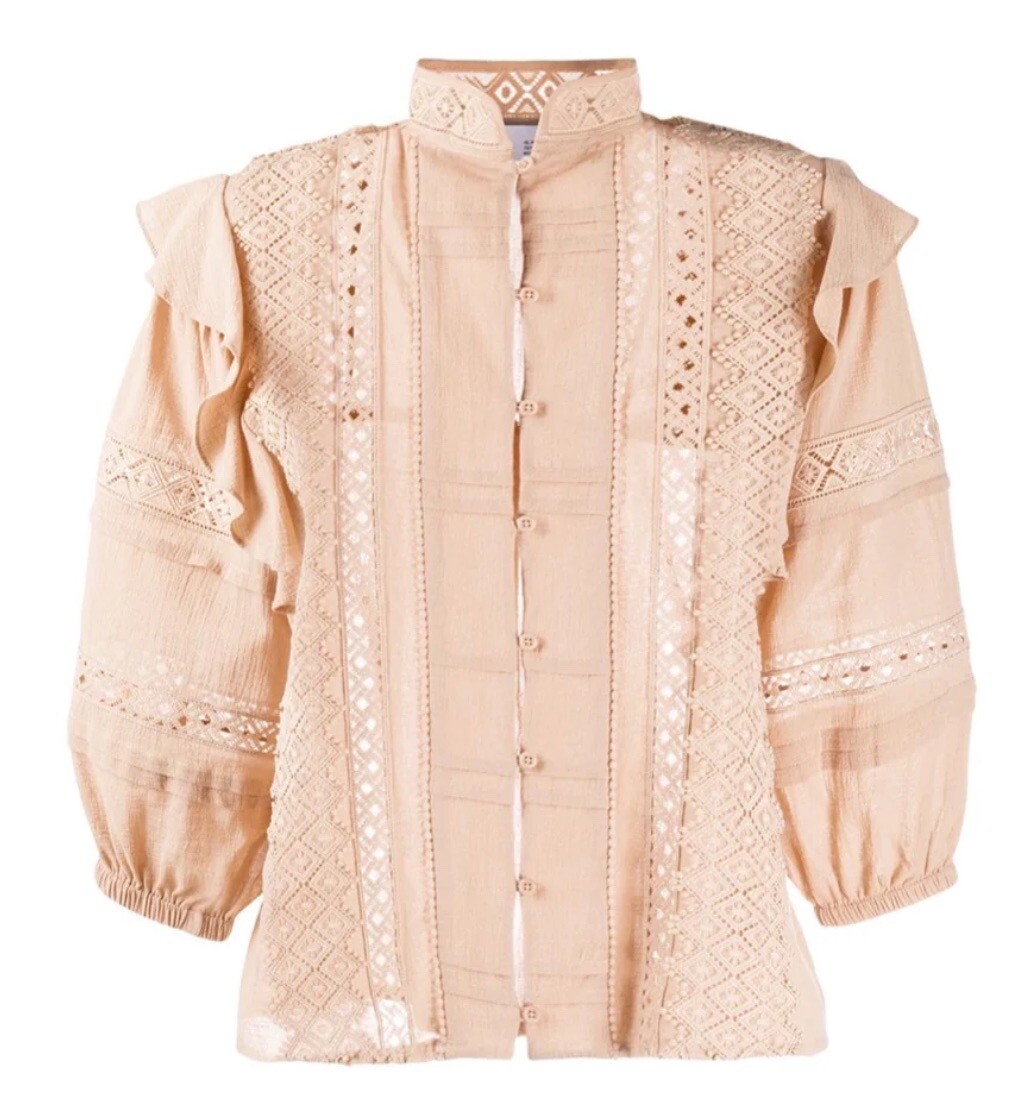 IRO High Fashion Redona Blush Pink Lace Blouse Top Womens