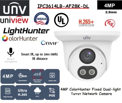 Uniview IPC3614LB-AF28K-DL CAMERA IP 4MP EYEBALL DUAL LIGHT,