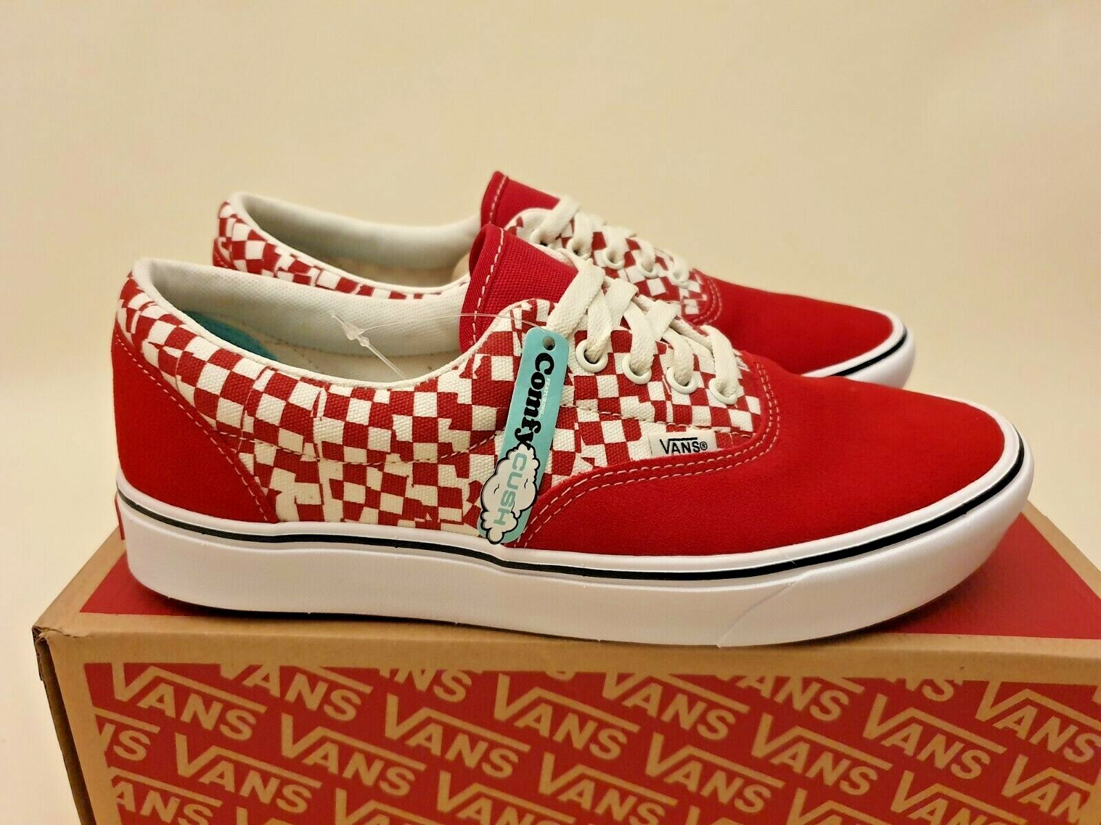 Vans Comfycush Era Check \u0026#039;Racing Red\u0026#039; Suede New (US13) Max Skate  plus Authentic | eBay