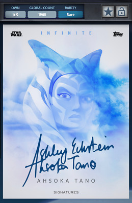 Topps Star Wars Card Trader 2017 Ahsoka Tano Infinite Blue Signature Rare 1960cc