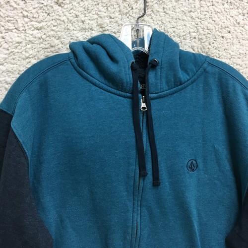 Volcom Hoodie Large Adult Blue Full Zip Sweatshirt Fleece Lined Pockets Mens L - Picture 2 of 12