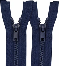 2PCS #5 24 Inch Separating Jacket Zippers Resin Zipper Molded Plastic Zippers Bu