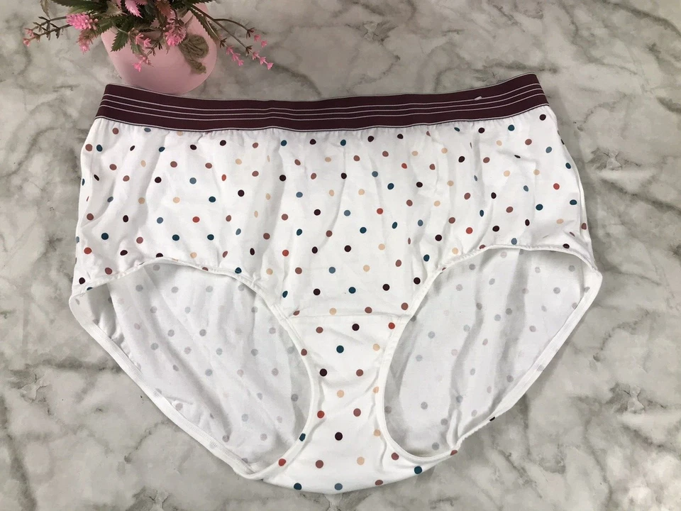 LANE BRYANT CACIQUE ALGODÓN BRAGAS COMPLETAS 26/28 PLUS Lunares Blancos Foto 2 de 4