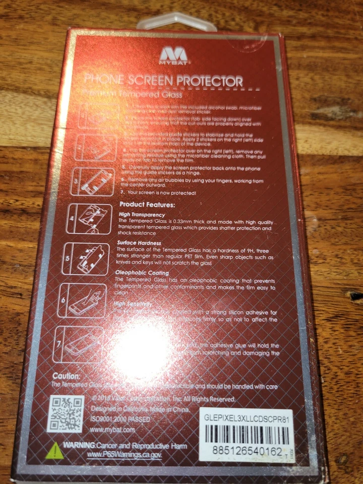 Mybat Tempered Glass Screen Protector Premium Or Google Pixel 3 Xl - Image 2 of 2