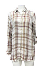 Lauren Ralph Lauren Women's Button Down Shirt Tan Plaid LS