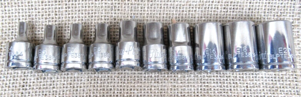 BLUE POINT (10) Piece 3/8" Drive Inverted Torx Socket Set E4-E20 - Image 3 of 4