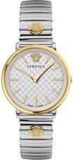 Versace VE8104922 V-Circle Lady white silver gold Stainl.Steel Women's Watch NEW