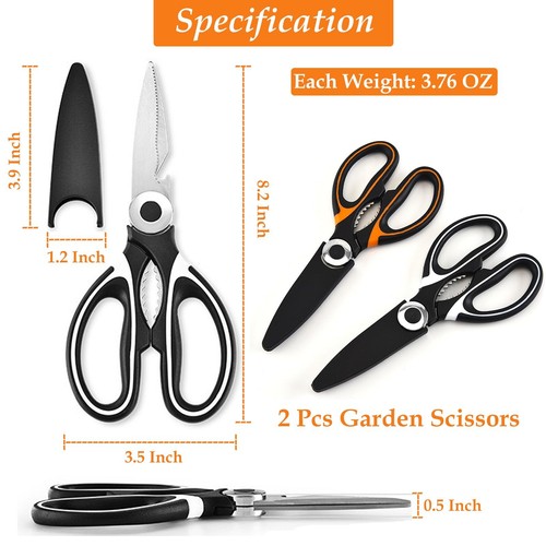 2Pcs Garden Flower Scissors, Pruning Gardening Flower Shears for Flowers, Fruits - Picture 2 of 8