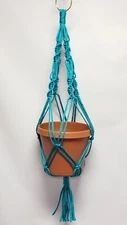 MACRAME PLANT HANGER 24 inch Spiral Style Turquoise - Choose Color