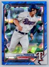 2021  Bowman Chrome #BCP-41 Justin Foscue Sapphire RANGERS