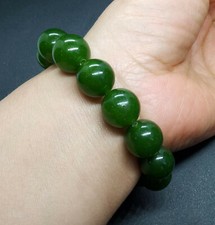Round Smooth Green Olive Jade stone bracelet,stretch,healing bead,man woman gift
