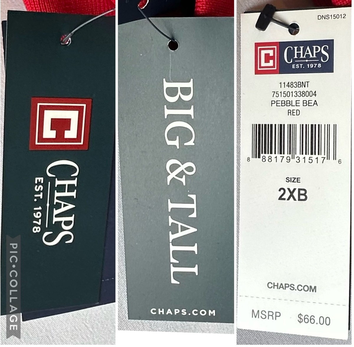 ポケット NWT Chaps Mens Polo Golf Red Stripe Short Sleeve Stay Dry Big