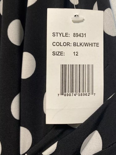Ronni Nicole Dress Black White Polka Dot Size 12 Faux Wrap Sleeveless New - Picture 7 of 10