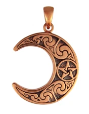 Copper Crescent Moon Pendant Wiccan Witch Pagan Pentacle Jewelry Dryad Design