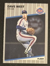 1989 Fleer Dave West Baseball Rookie Card (RC) #51 Mets Pitcher EXMT O/C￼. rookie card picture