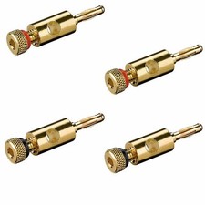 4x Bananenstecker Rot+Schwarz Bananas vergoldet Schraubanschluss 4mm Ø High End