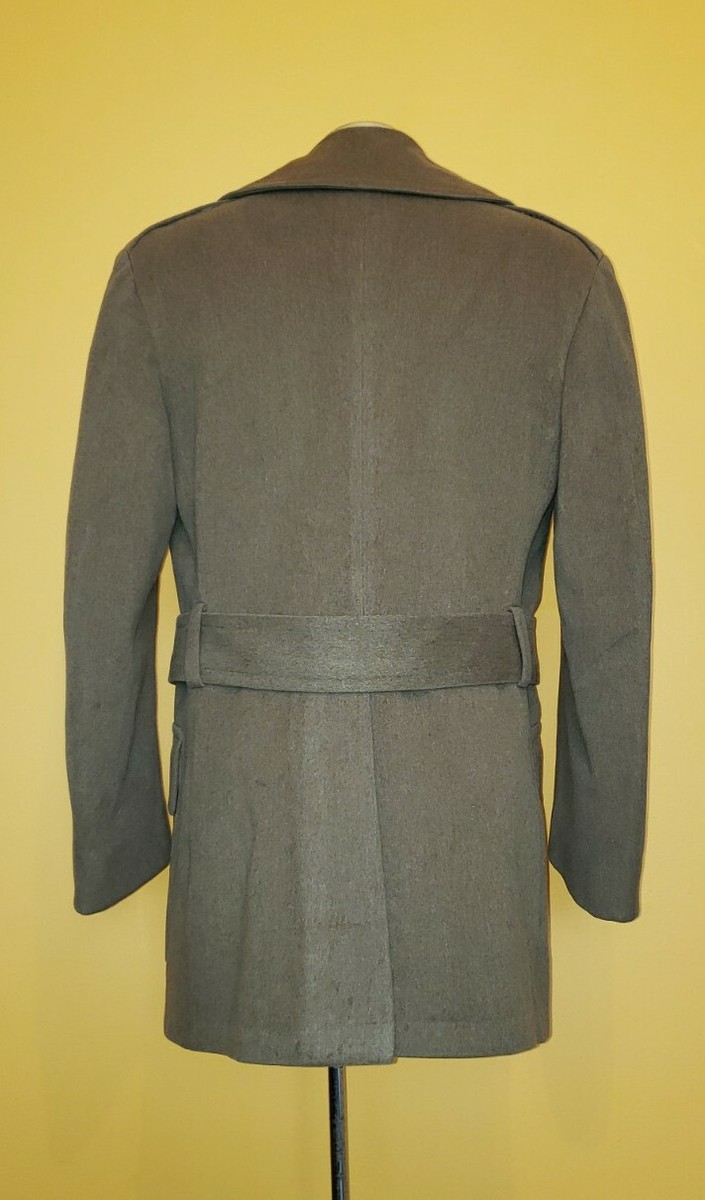 VINTAGE WWII ARMY WOOL MACKINAW OVERCOAT OFFICERS COAT