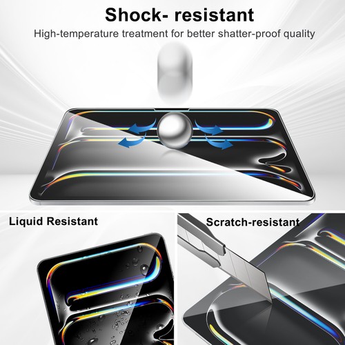 For Apple iPad Air 6/Pro 2024 11in/13in Clear Tempered Glass Screen Protector US - Picture 26 of 30