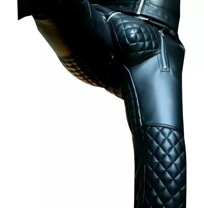 Мужские из натуральной кожи брюки панк излом джинсы BLUF брюки бриджи байкеров Cuir - Изображение 4 из 4