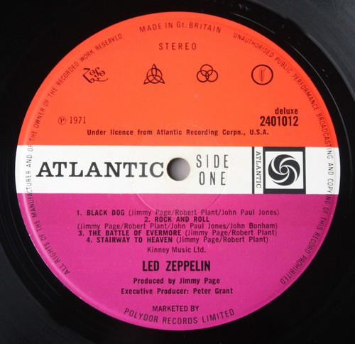 LED ZEPPELIN IV SYMBOLS 1ST UK PRESSING VINYL LP RED/PLUM ATLANTIC 2401012