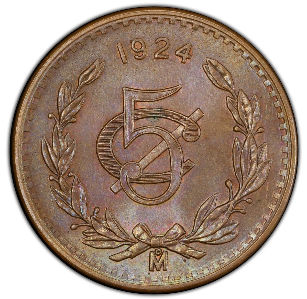 MEXICO ESTADOS UNIDOS 1924 5 CENTAVOS COIN PCGS CERTIFIED