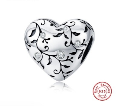 Charms Anhänger passt zu Pandora Armband 925 Sterlingsilber Herz Heart C16