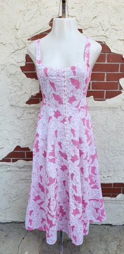 $659 THREE GRACES London embroidered cotton sleeveless strap 8 long midi dress - Picture 3 of 24