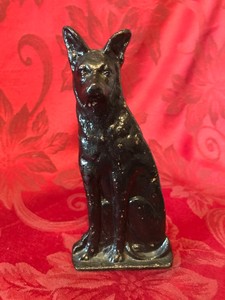 Vintage Cast Iron Black Painted Sitting German Shepherd Dog Door Stop Doorstop Ebay