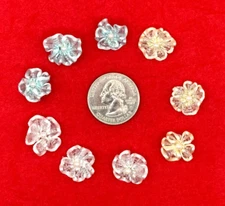 60 pcs x 5/8" Organza Ribbon Flower Appliques w/Bead/Wedding/Card ST06