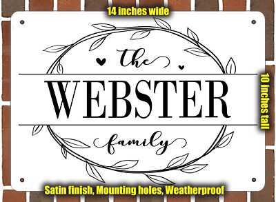 Webster Family Decorative Metal Door or Wall Plaque (Style 1)