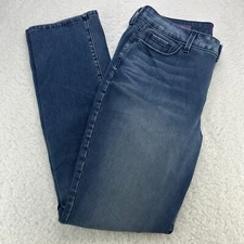 NYDJ Sheri Slim Blue Jeans Size 12 Mid Rise LiftXTuck Denim 33x30 Stretch USA