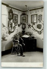 39196502 - Jagdzimmer Geweihe an der Wand AK 1920