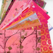 High Quality Prints Of Painted Collage Paper, Colors Red Orange Pink Purple, 20