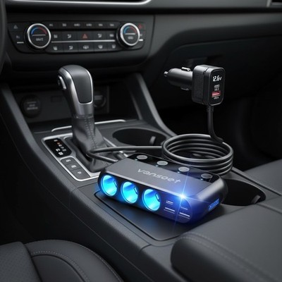 Multi-Port 158W Cigarette Lighter Adapter: Safe Charging for Every Journey