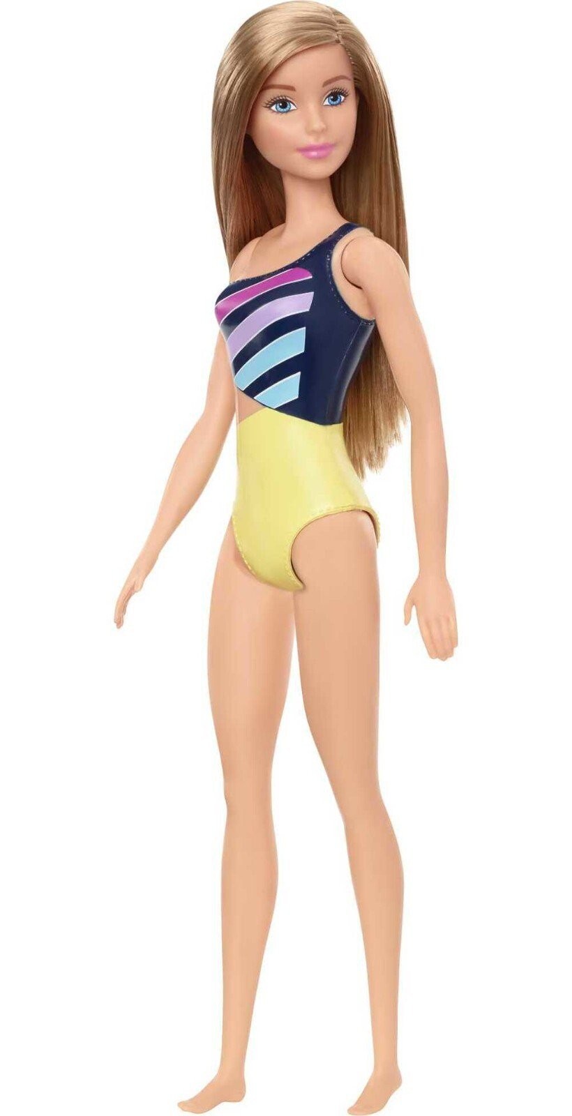 Barbie Swimsuit Beach Doll with Blonde Hair & Striped Suit