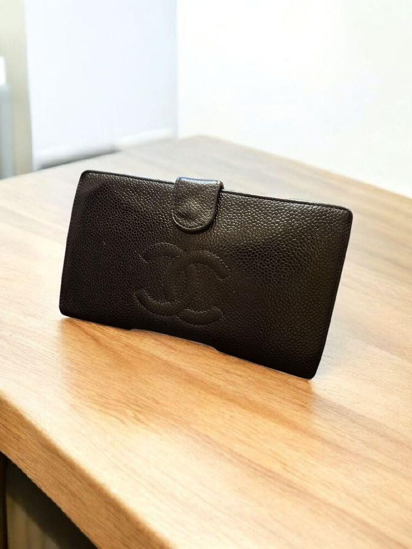 CHANEL Black Leather Wallet Foldable Wallet CI362548