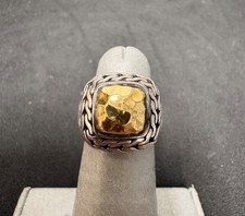 John Hardy Two Tone Palu Hammered Cocktail Ri...