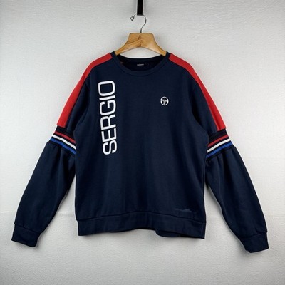 Sergio Tacchini Daniel Navy/White Men's XL Crew Sweatshirt Spell-out *Read
