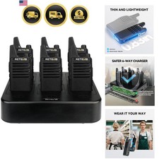 RT22 Walkie Talkies Rechargeable Hands Free 2 Way Radios Two-Way Radio6 Pack ...