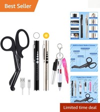 Essential Nurse Supplies: 6 Pack with Rechargeable Penlights  Medical Scissors